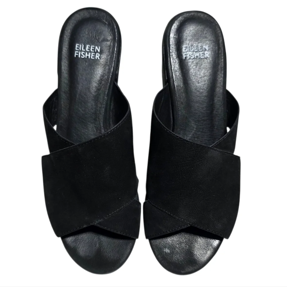 EILEEN FISHER  HAVEN TUMBLED NUBUCK SLIDE SZ 7 - Picture 3 of 9